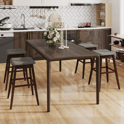 Modern Swivel Bar Stools with Rubber Wood Legs and Built In Footrest Set of 2