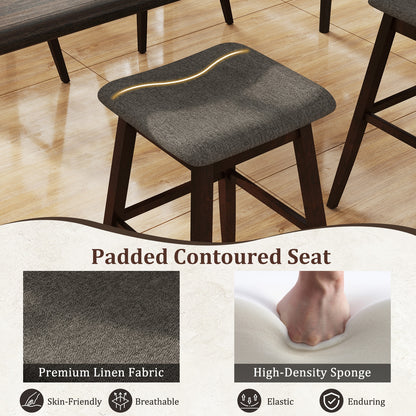 Modern Swivel Bar Stools with Rubber Wood Legs and Built In Footrest Set of 2