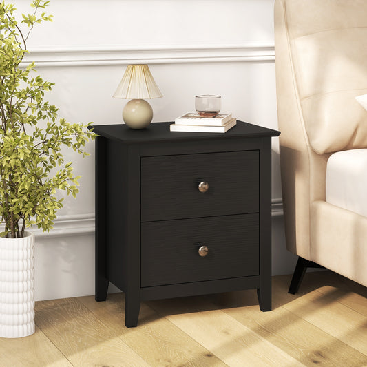 Compact 2 Drawer Nightstand for Small Spaces with Sleek Modern Design in Black