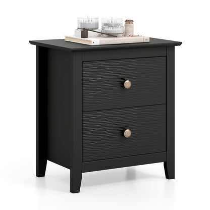 Compact 2 Drawer Nightstand for Small Spaces with Sleek Modern Design in Black