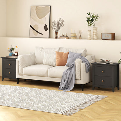 Compact 2 Drawer Nightstand for Small Spaces with Sleek Modern Design in Black