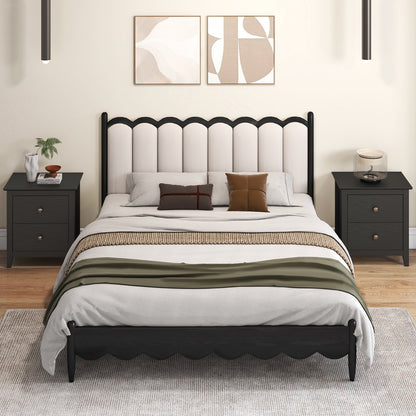 Compact 2 Drawer Nightstand for Small Spaces with Sleek Modern Design in Black