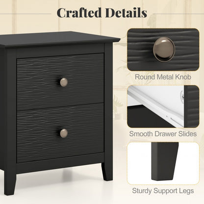 Compact 2 Drawer Nightstand for Small Spaces with Sleek Modern Design in Black