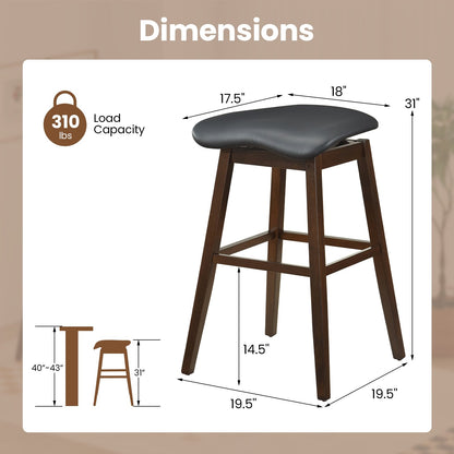 Modern Swivel Bar Stools with Contoured Cushioned Seats and Footrests Set of 2