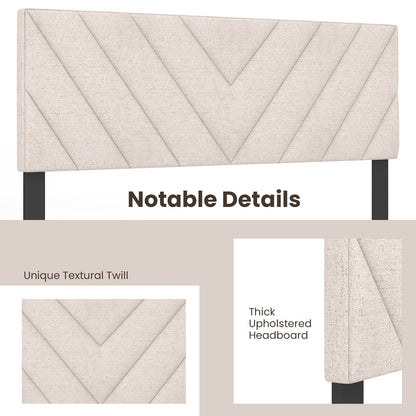 Adjustable Linen Upholstered Headboard for Full & Queen Size Beds - Beige