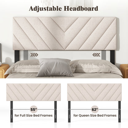 Adjustable Linen Upholstered Headboard for Full & Queen Size Beds - Beige