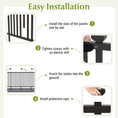 2 Piece 80 x 51 Inch Premium Vinyl Picket Fence Panels for Garden & Outdoor Spaces