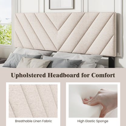 Adjustable Linen Upholstered Headboard for Full & Queen Size Beds - Beige