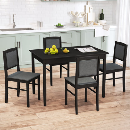 5 Piece Wooden Dining Set with Padded Chairs and Rectangular Table for Small Spaces - Grey