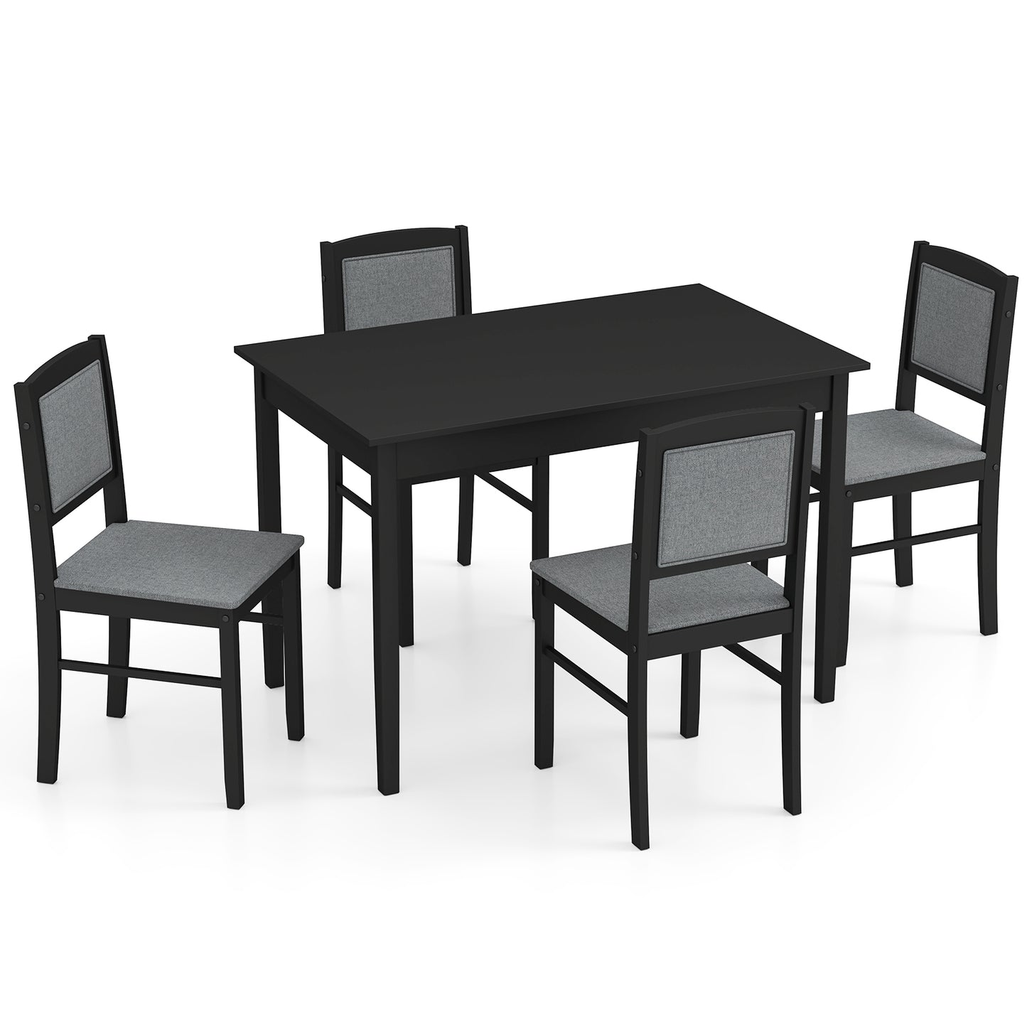5 Piece Wooden Dining Set with Padded Chairs and Rectangular Table for Small Spaces - Grey