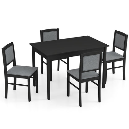 5 Piece Wooden Dining Set with Padded Chairs and Rectangular Table for Small Spaces - Grey