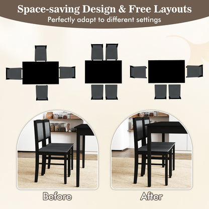 5 Piece Wooden Dining Set with Padded Chairs and Rectangular Table for Small Spaces - Grey