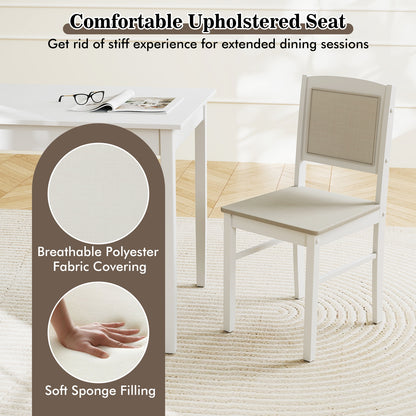 5 Piece Wooden Dining Set with Padded Chairs and Rectangular Table for Small Spaces - Beige