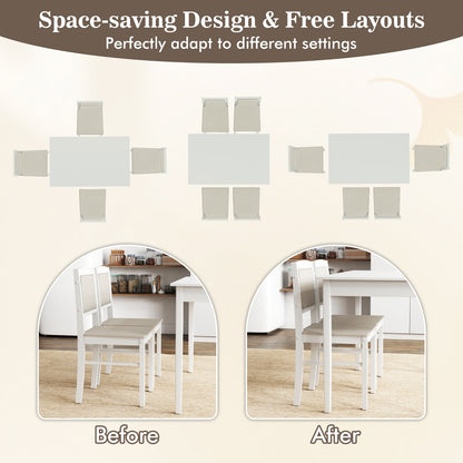 5 Piece Wooden Dining Set with Padded Chairs and Rectangular Table for Small Spaces - Beige