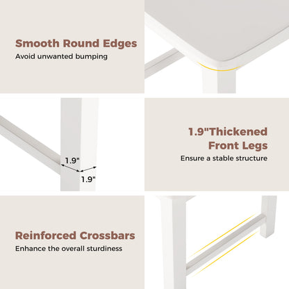 Wooden Dining Chairs with High Backrest and Rubber Wood Frame – White, Set of 2