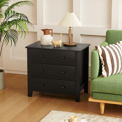 3-Drawer Storage Dresser Chest, Compact Bedside Table with Organizational Drawers – Black Wood Grain
