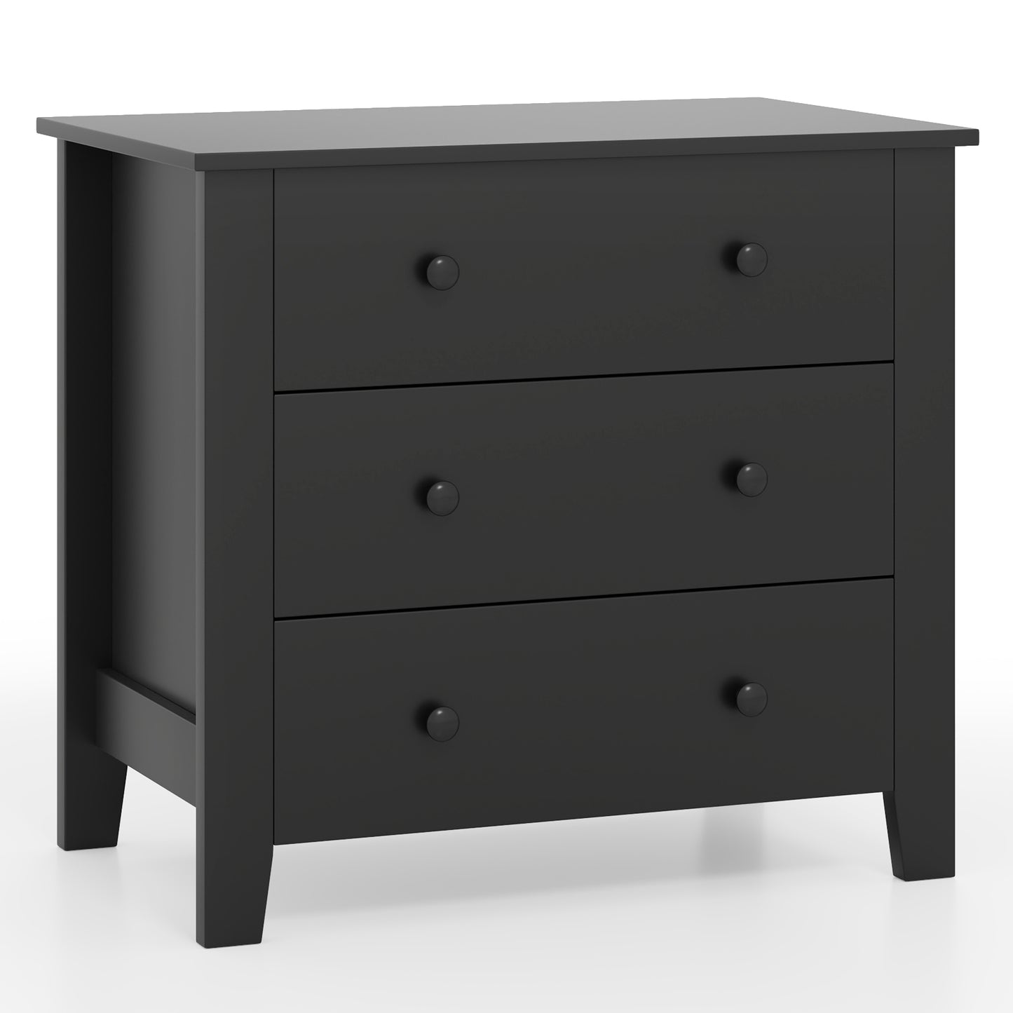 3-Drawer Storage Dresser Chest, Compact Bedside Table with Organizational Drawers – Black Wood Grain