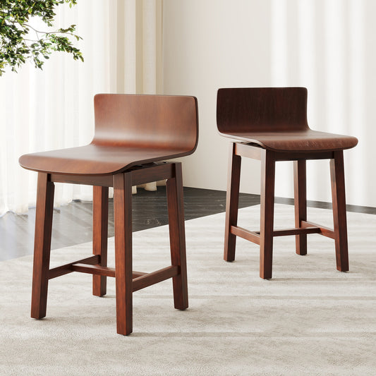 Comfortable Swivel Dining Chairs with Low Back and Curved Seat Set of 2