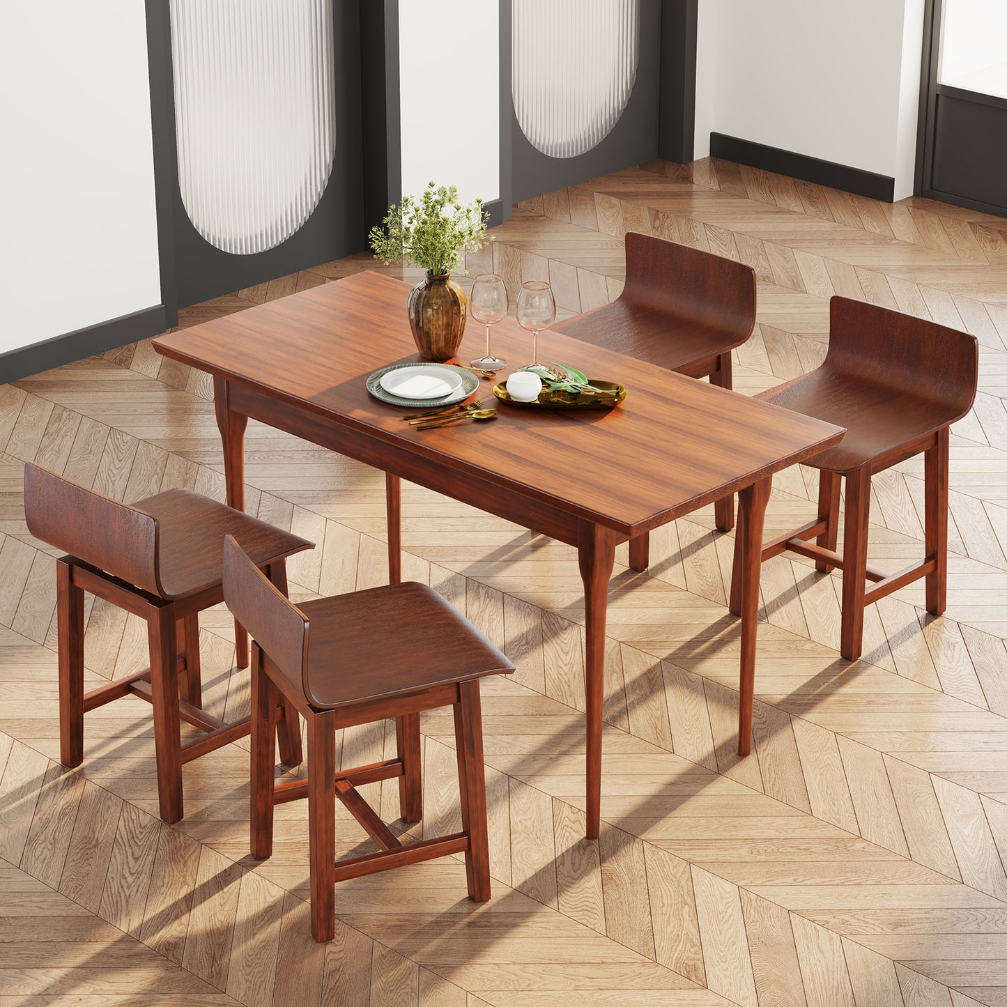 Comfortable Swivel Dining Chairs with Low Back and Curved Seat Set of 2
