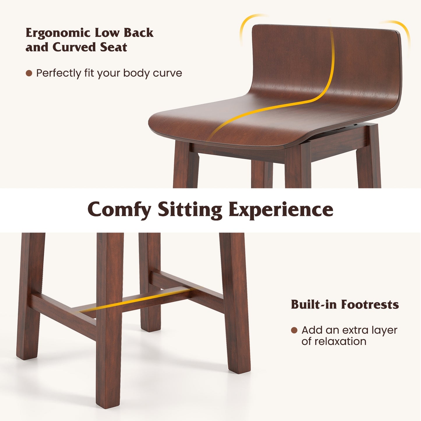 Comfortable Swivel Dining Chairs with Low Back and Curved Seat Set of 2