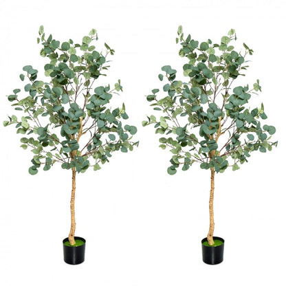 5.5ft Lifelike Artificial Eucalyptus Tree with 517 Silver Dollar Leaves for Home & Office Decor