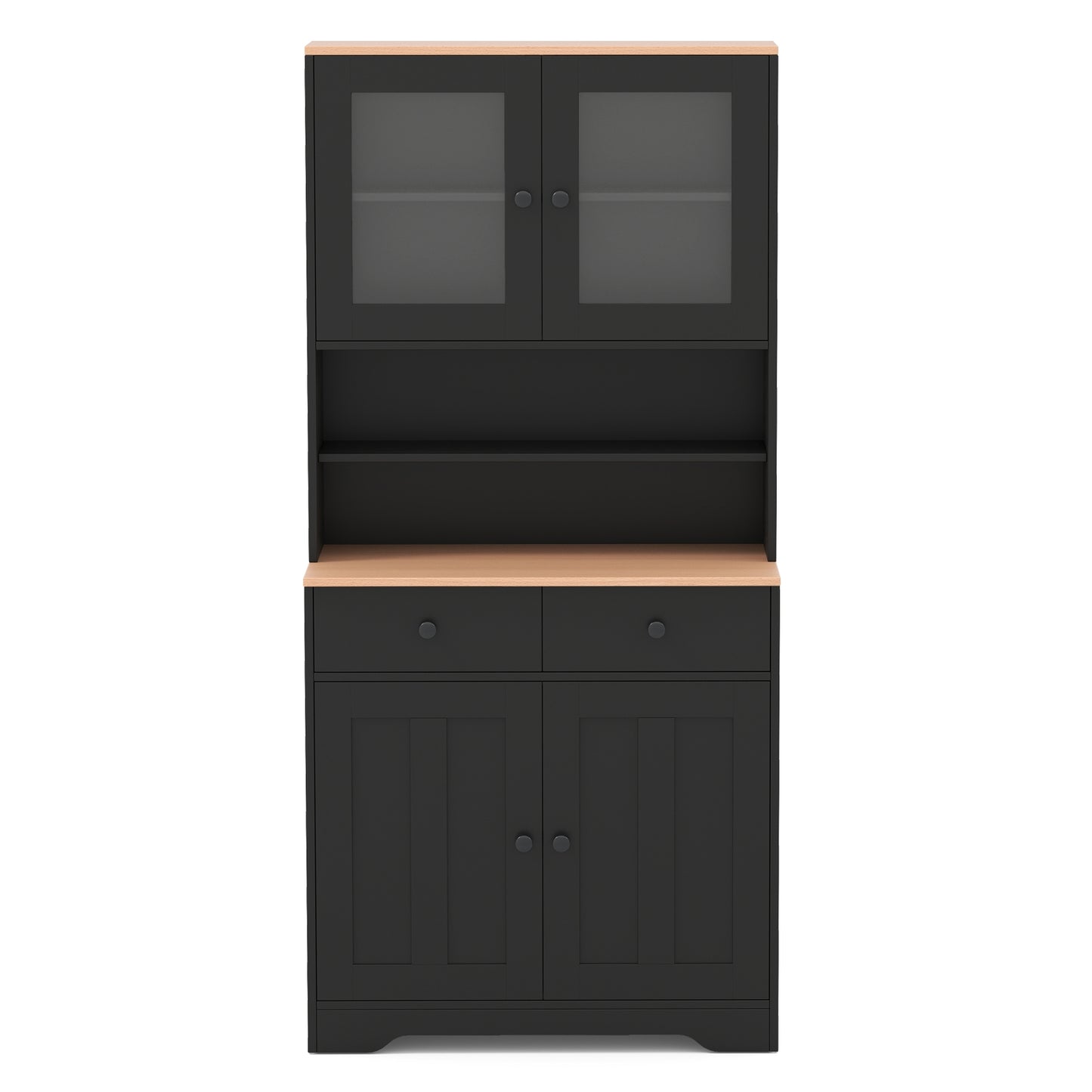 Kitchen Pantry Cabinet with Adjustable Shelves and Spacious Storage - Black