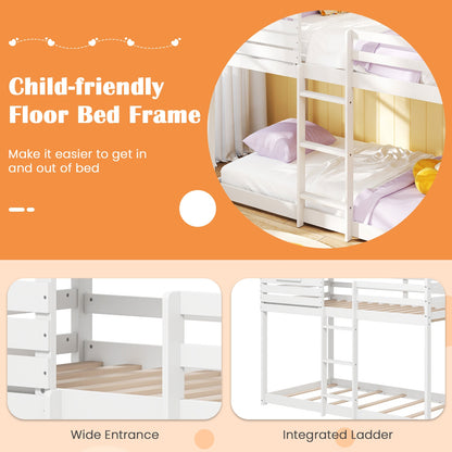 Charming Twin Over Twin House Bunk Bed with Roof, Window, and Safety Guardrails