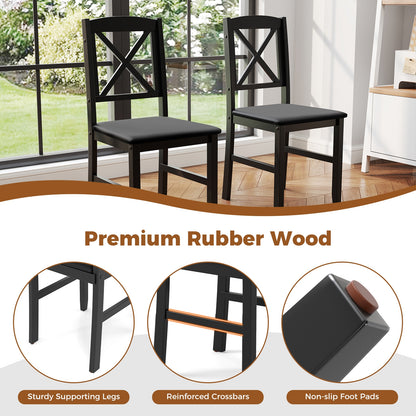 3-Piece Wooden Dining Set Square Table with 2 Chairs - Brown