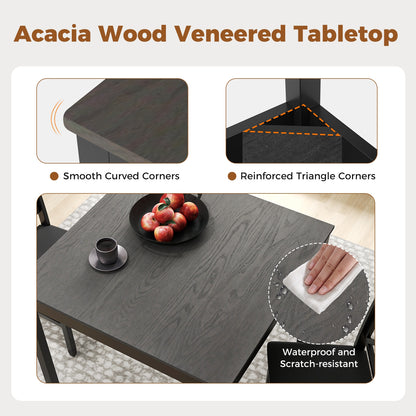 3-Piece Wooden Dining Set Square Table with 2 Chairs - Grey