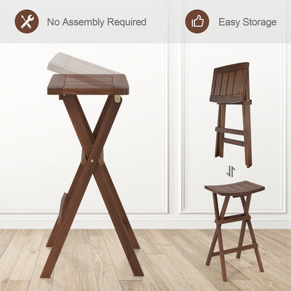 Pair of Bar Stools with Saddle Seats and Footrests for Kitchen Island and Balcony
