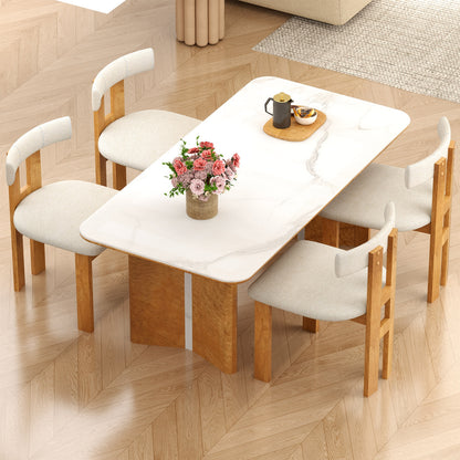 Upholstered Dining Chairs with Padded Seats and Wooden Frame Set of 2