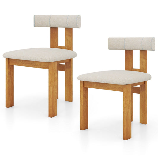Upholstered Dining Chairs with Padded Seats and Wooden Frame Set of 2
