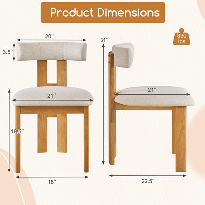 Upholstered Dining Chairs with Padded Seats and Wooden Frame Set of 2