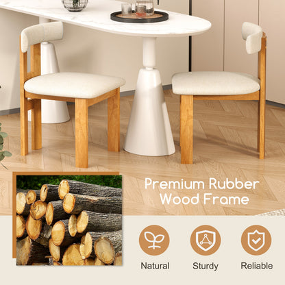 Upholstered Dining Chairs with Padded Seats and Wooden Frame Set of 2