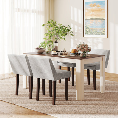 Upholstered Fabric Accent Dining Chairs with Wood Legs Set of 2