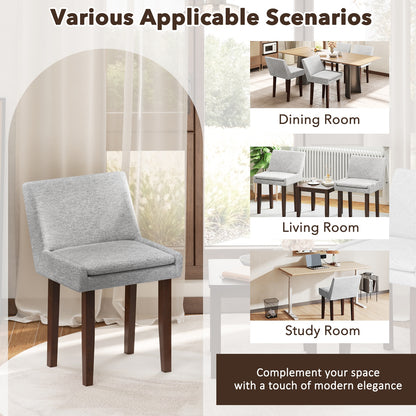Upholstered Fabric Accent Dining Chairs with Wood Legs Set of 2