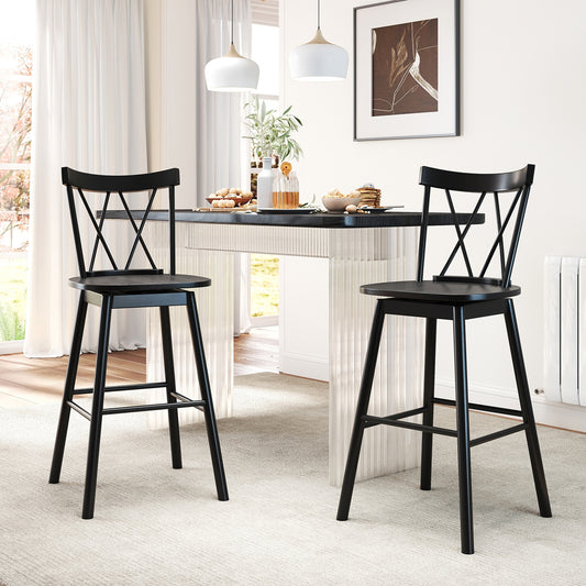 Windsor Bar Stools with Ergonomic Backrest and Footrests Set of 2 – 29 Inch