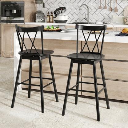 Windsor Bar Stools with Ergonomic Backrest and Footrests Set of 2 – 29 Inch