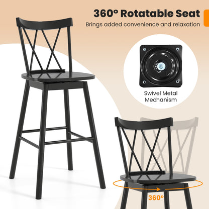 Windsor Bar Stools with Ergonomic Backrest and Footrests Set of 2 – 29 Inch