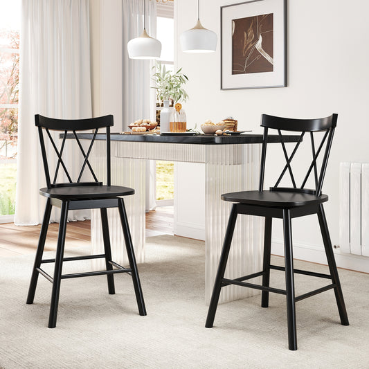 Windsor Bar Stools with Ergonomic Backrest and Footrests Set of 2 – 24 Inch