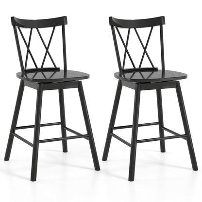 Windsor Bar Stools with Ergonomic Backrest and Footrests Set of 2 – 24 Inch