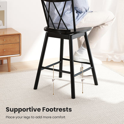Windsor Bar Stools with Ergonomic Backrest and Footrests Set of 2 – 24 Inch