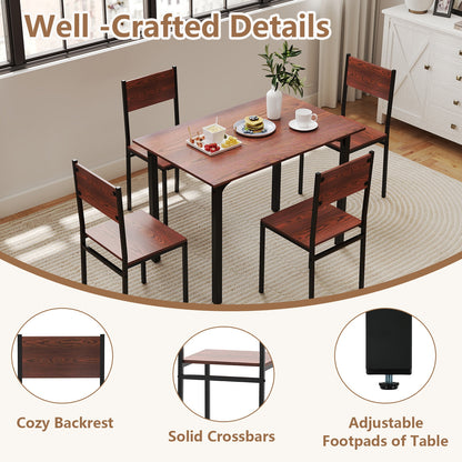 Dining table set with chairs in a room setting, highlighting 'Well-Crafted Details' with close-ups of features.