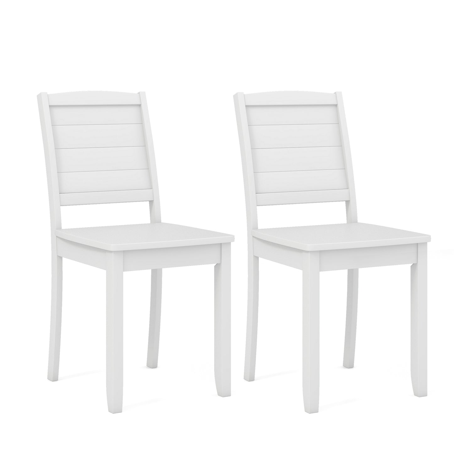 Set of 2 Modern Wood Dining Chairs Armless with Rubber Wood Legs – White