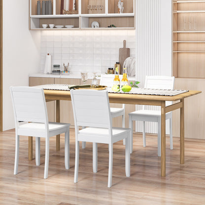 Set of 2 Modern Wood Dining Chairs Armless with Rubber Wood Legs – White