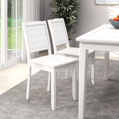 Set of 2 Modern Wood Dining Chairs Armless with Rubber Wood Legs – White