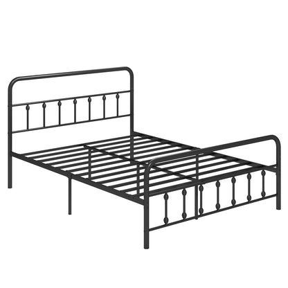 Victorian Style Metal Bed Frame with Headboard and 12.5" Underbed Storage – Queen Size