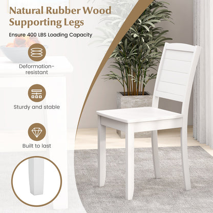 Set of 2 Modern Wood Dining Chairs Armless with Rubber Wood Legs – White