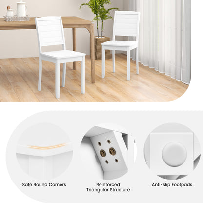Set of 2 Modern Wood Dining Chairs Armless with Rubber Wood Legs – White