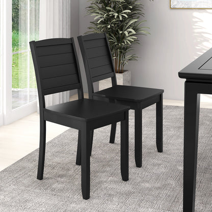 Set of 2 Modern Wood Dining Chairs Armless with Rubber Wood Legs – Black